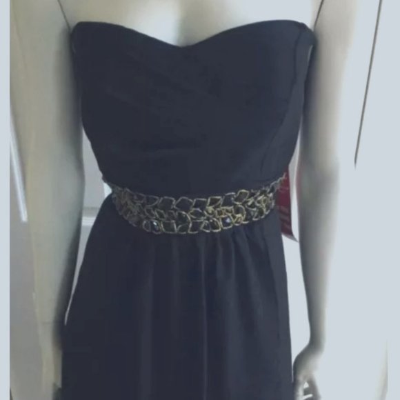 Trixxi Black Strapless Formal Lined Dress Size JR XL 13/14 NWT - Picture 2 of 6